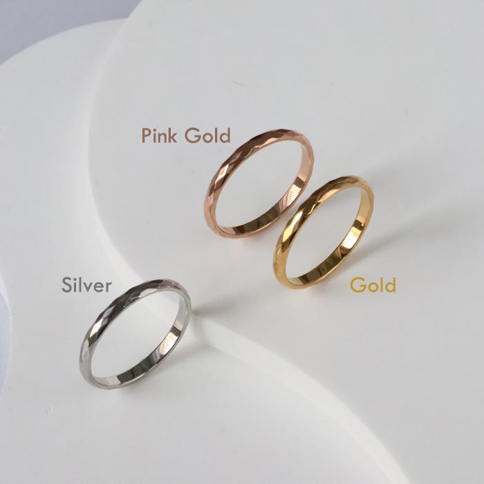 リング 指輪 ダイヤカット 2mm ステンレス 3~25号 安心素材 大人可愛い ジュエリー 金属アレルギー ピンキーリング ファランジリング | BLUE LEAF | 07