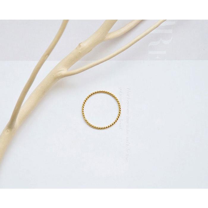 リング 指輪 ツイスト 1.1mm 極細 華奢リング ステンレスリング 安心素材 大人可愛い ジュエリー 金属アレルギー ピンキーリング ファランジリング | BLUE LEAF | 14