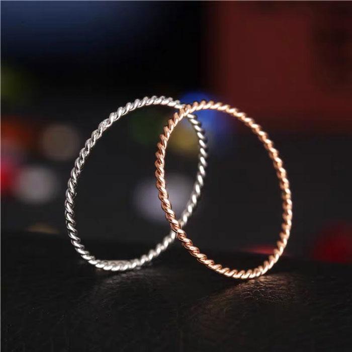 リング 指輪 ツイスト 1.1mm 極細 華奢リング ステンレスリング 安心素材 大人可愛い ジュエリー 金属アレルギー ピンキーリング ファランジリング | BLUE LEAF | 07