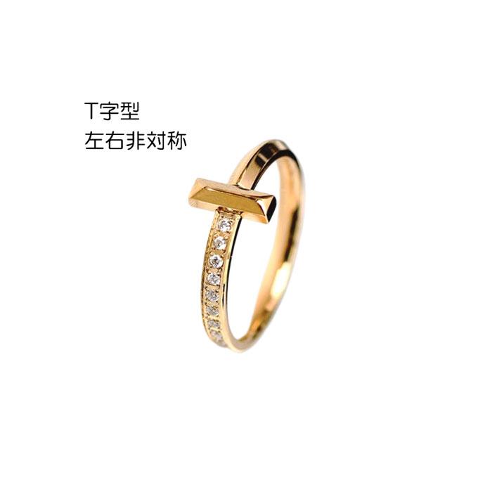 プチダイヤリング BLUE LEAF リング 指輪 8mm CZダイヤ 十字型 T字 T型 ツートン