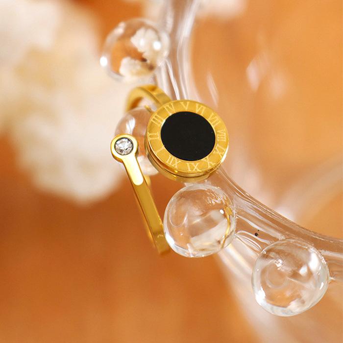 リング  ステンレスリング 個性的 アクセサリー金属アレルギー対応  おしゃれ　ローマ字 CZダイヤ | BLUE LEAF | 08