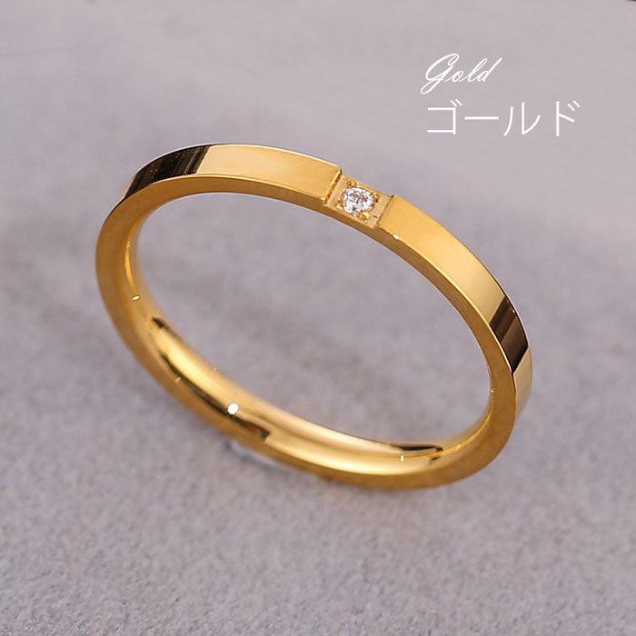 リング 指輪 2mm キュービックジルコニア マリッジリング ステンレスリング ペアリング シンプル 金属アレルギー ジュエリー 男女兼用 | BLUE LEAF | 10