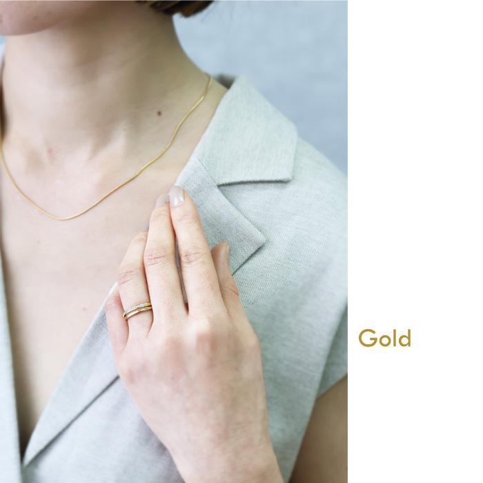 リング 指輪 5mm CZダイヤ ステンレスリング レイヤード風 2連 重ね ニッケルフリー キュービックジルコニア 金属アレルギー 華奢 アクセサリー レディース | BLUE LEAF | 06