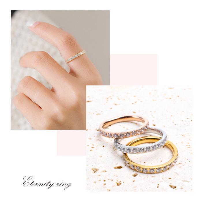 リング 指輪 フルエタニティ サージカルステンレス CZダイヤ キュービックジルコニア ペアリング マリッジリング  大人可愛い ジュエリー | BLUE LEAF | 08