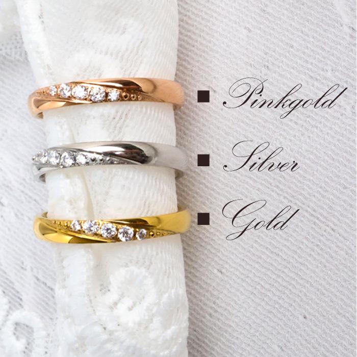 リング 指輪 甲丸 幅3mm CZダイヤ キュービックジルコニア 内甲丸 サージカルステンレス SUS316 エタニティ ペアリング マリッジリング  大人可愛い ジュエリー | BLUE LEAF | 07