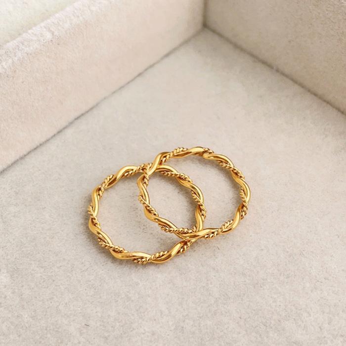 リング 指輪 ツイスト 2mm 極細 華奢リング ステンレスリング 安心素材 大人可愛い ジュエリー 金属アレルギー ピンキーリング ファランジリング | BLUE LEAF | 05