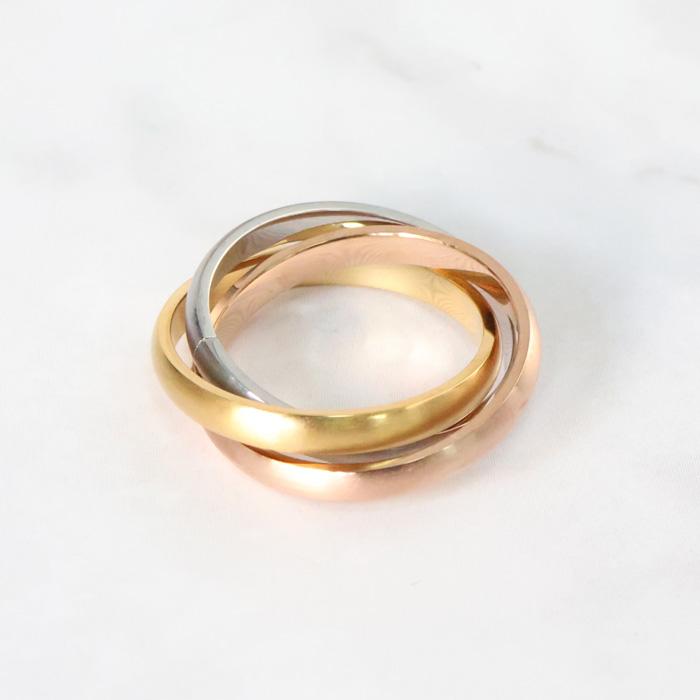 ステンレス リング 3連リング トリプル マットカラー 艶消し ツヤ無し 指輪 サージカルステンレス トリニティリング ニッケルフリー | BLUE LEAF | 05