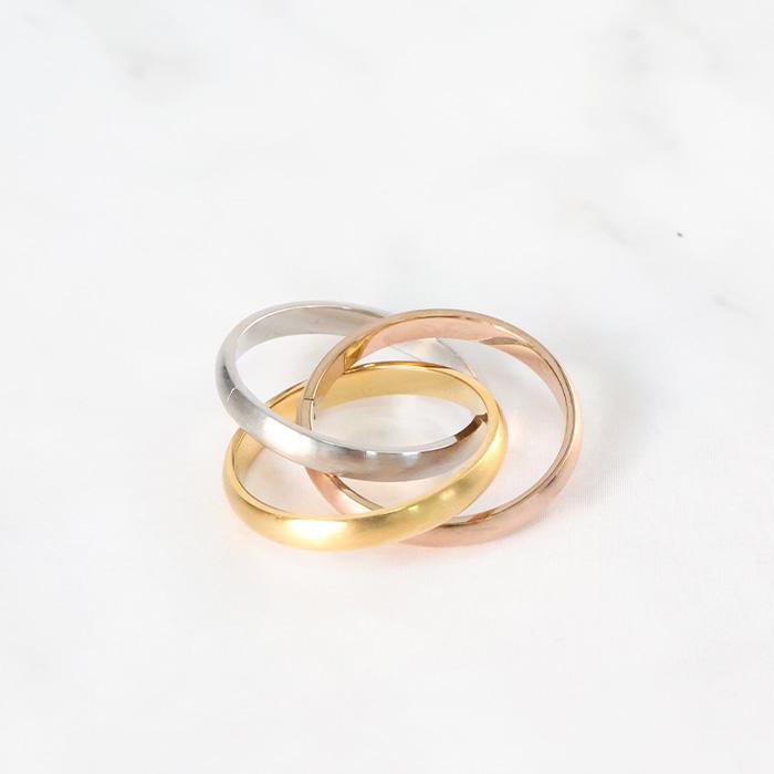 ステンレス リング 3連リング トリプル マットカラー 艶消し ツヤ無し 指輪 サージカルステンレス トリニティリング ニッケルフリー | BLUE LEAF | 06