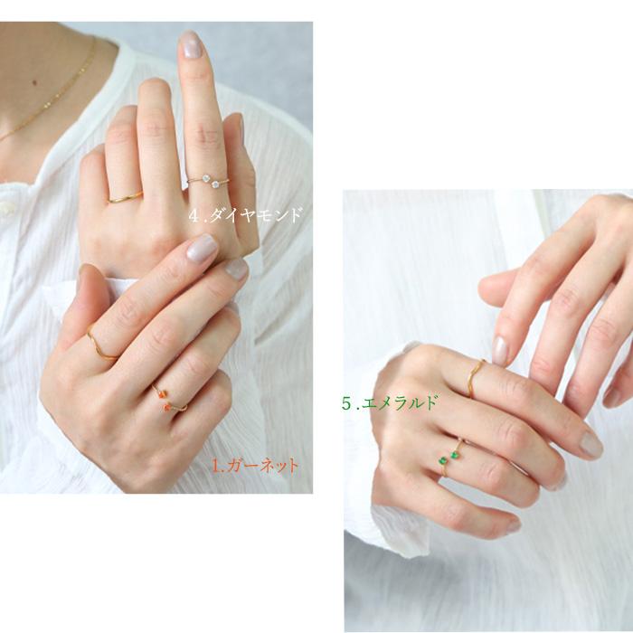 リング 指輪 誕生石 選べる 12色 サージカルステンレス キュービックジルコニア CZダイヤ フリーサイズ サイズ調整可能 k18コーティング ニッケルフリー | BLUE LEAF | 24