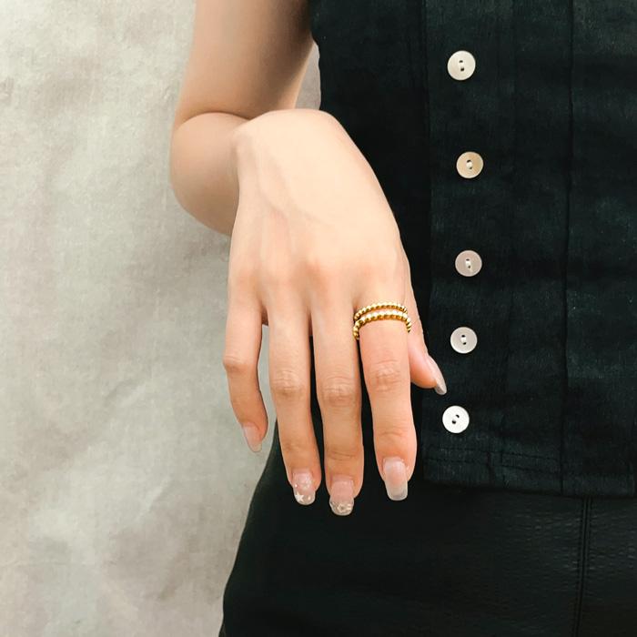 リング 指輪 3mm ボール カット ボール指輪 ボールリング サージカルステンレス ステンレス 重ねづけ 細め k18コーティング 316L | BLUE LEAF | 14