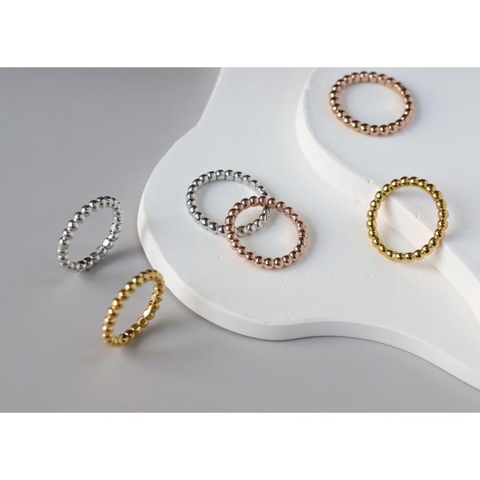 リング 指輪 3mm ボール カット ボール指輪 ボールリング サージカルステンレス ステンレス 重ねづけ 細め k18コーティング 316L | BLUE LEAF | 02