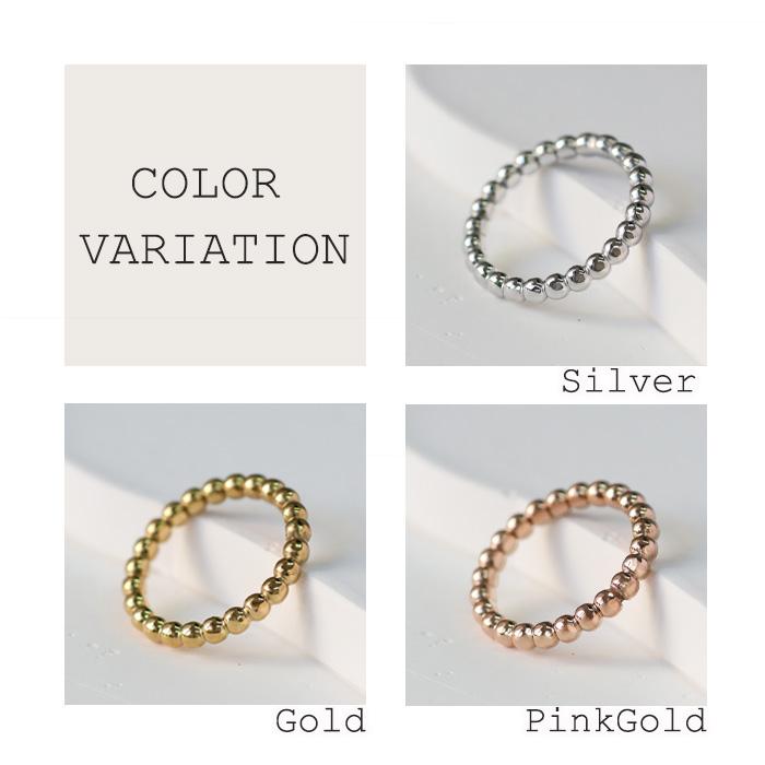 リング 指輪 3mm ボール カット ボール指輪 ボールリング サージカルステンレス ステンレス 重ねづけ 細め k18コーティング 316L | BLUE LEAF | 07