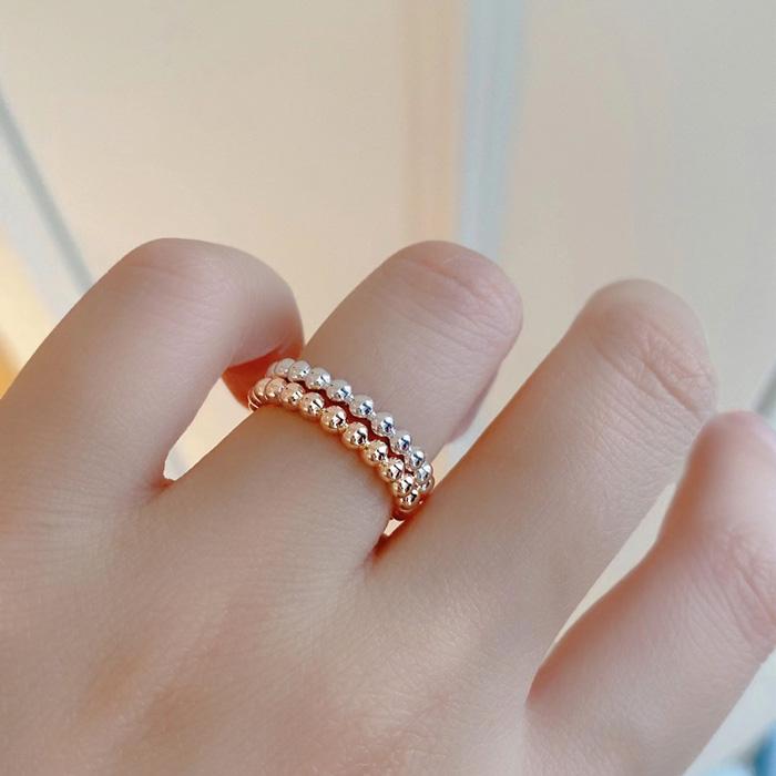 リング 指輪 3mm ボール カット ボール指輪 ボールリング サージカルステンレス ステンレス 重ねづけ 細め k18コーティング 316L | BLUE LEAF | 08