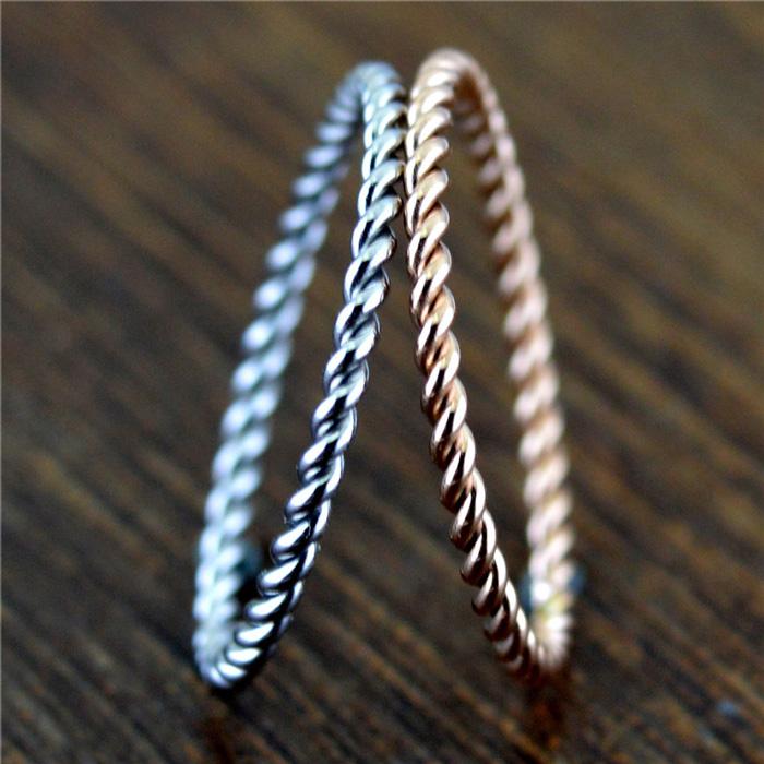 リング 指輪 ツイスト 1.5mm 極細 華奢リング ステンレスリング ジュエリー 金属アレルギー ピンキーリング ファランジリング サージカルステンレス | BLUE LEAF | 07