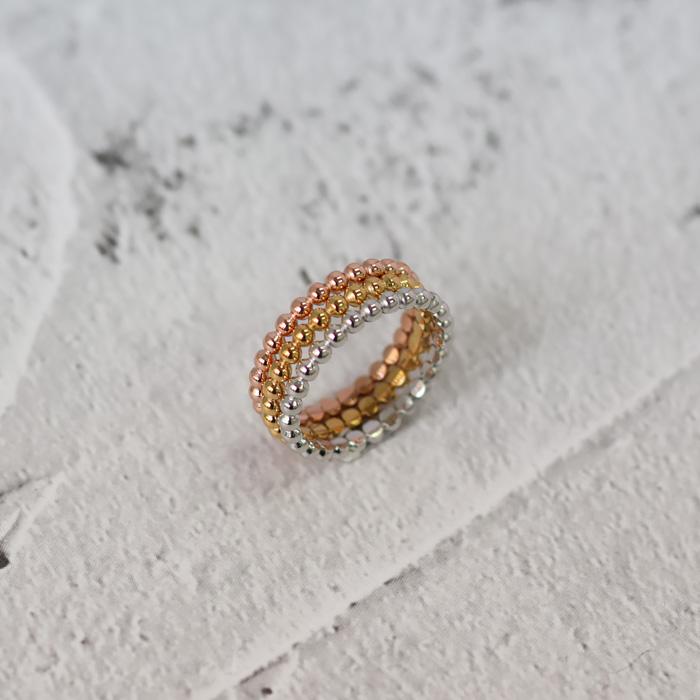 リング 指輪 2mm ボール カット ボール指輪 ボールリング サージカルステンレス ステンレス 重ねづけ 細め k18コーティング SUS316 | BLUE LEAF | 13