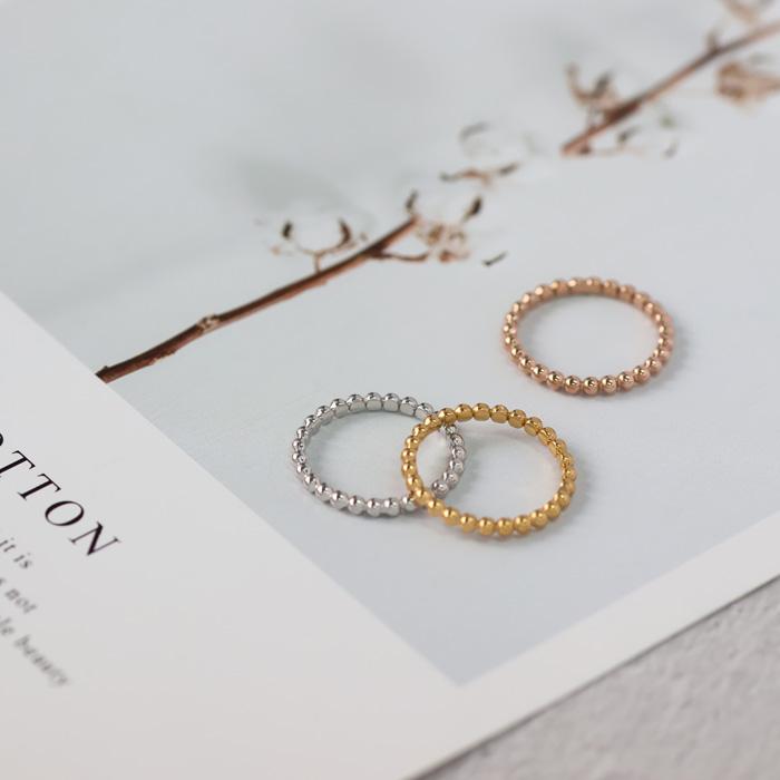 リング 指輪 2mm ボール カット ボール指輪 ボールリング サージカルステンレス ステンレス 重ねづけ 細め k18コーティング SUS316 | BLUE LEAF | 01