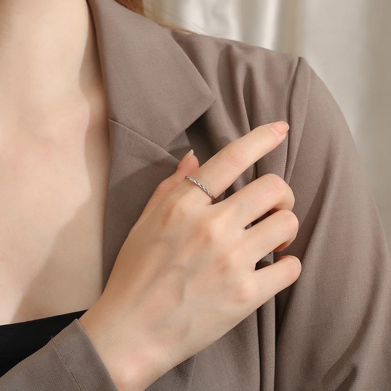 リング 指輪 カット 1mm ステンレス 極細 安心素材 大人可愛い ジュエリー 金属アレルギー ピンキーリング アクセサリー ファランジリング | BLUE LEAF | 09