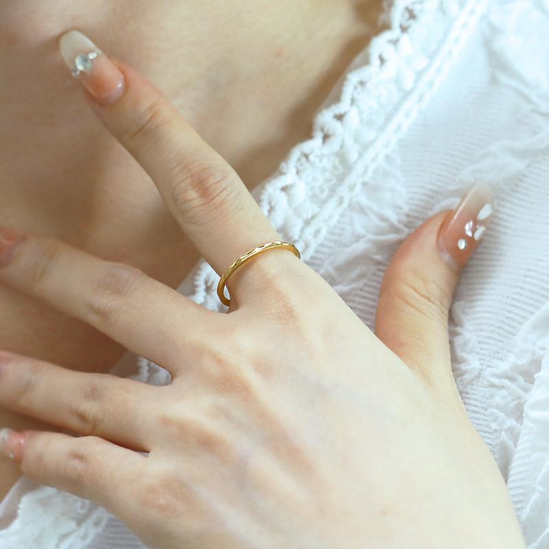 リング 指輪 カット 1mm ステンレス 極細 安心素材 大人可愛い ジュエリー 金属アレルギー ピンキーリング アクセサリー ファランジリング | BLUE LEAF | 10