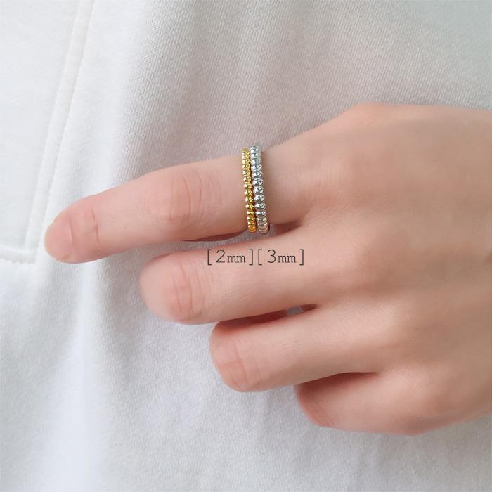 リング 指輪 3mm ボール カット ボール指輪 ボールリング サージカルステンレス ステンレス 重ねづけ 細め k18コーティング 316L | BLUE LEAF | 10