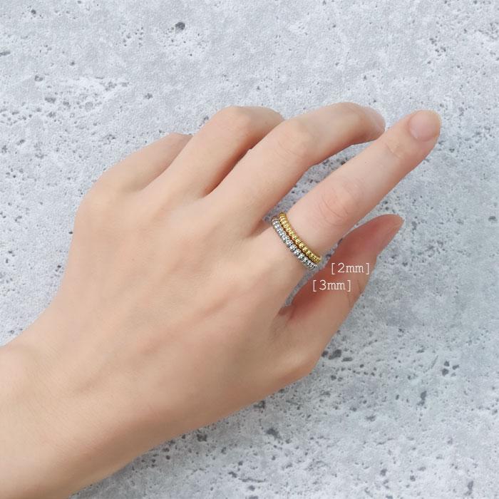 リング 指輪 3mm ボール カット ボール指輪 ボールリング サージカルステンレス ステンレス 重ねづけ 細め k18コーティング 316L | BLUE LEAF | 11