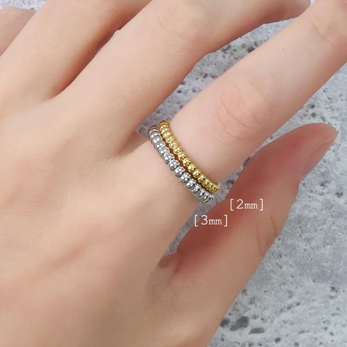 リング 指輪 3mm ボール カット ボール指輪 ボールリング サージカルステンレス ステンレス 重ねづけ 細め k18コーティング 316L | BLUE LEAF | 11