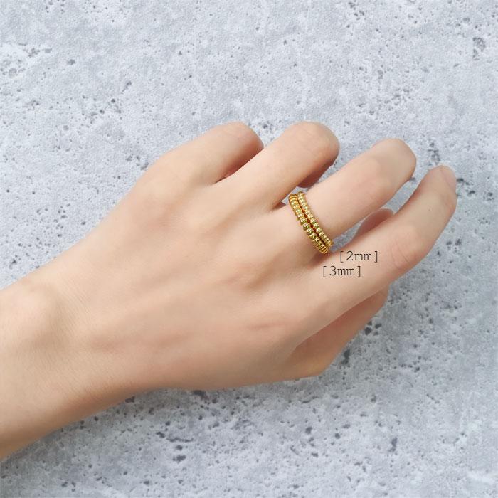 リング 指輪 3mm ボール カット ボール指輪 ボールリング サージカルステンレス ステンレス 重ねづけ 細め k18コーティング 316L | BLUE LEAF | 12