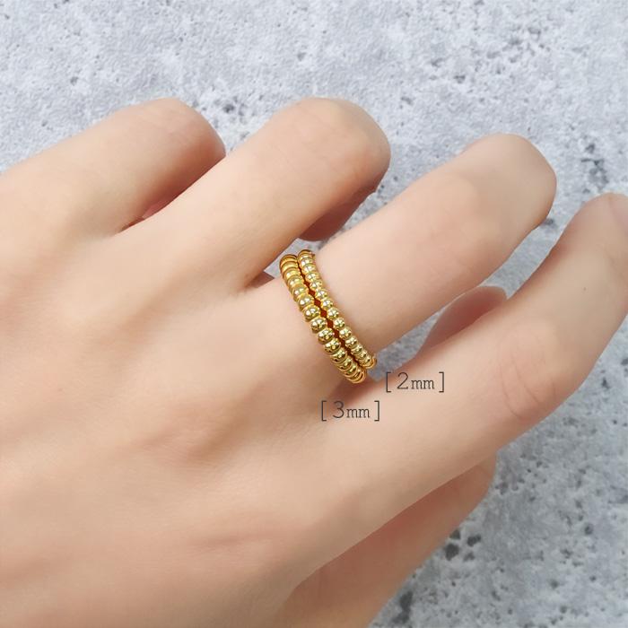 リング 指輪 3mm ボール カット ボール指輪 ボールリング サージカルステンレス ステンレス 重ねづけ 細め k18コーティング 316L | BLUE LEAF | 12