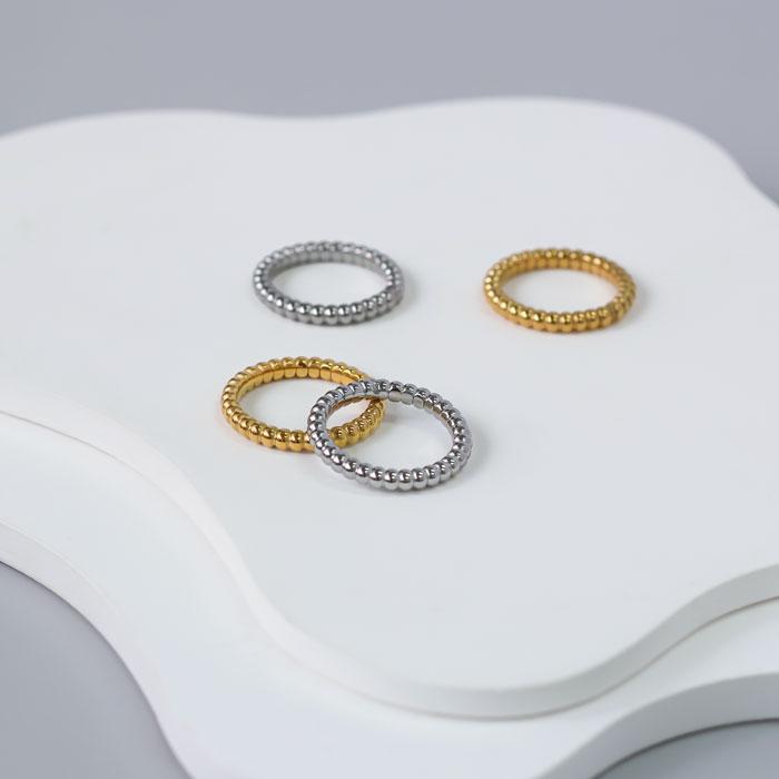 リング 指輪 3mm ボール カット ボール指輪 ボールリング サージカルステンレス ステンレス 重ねづけ 細め k18コーティング 316L | BLUE LEAF | 14