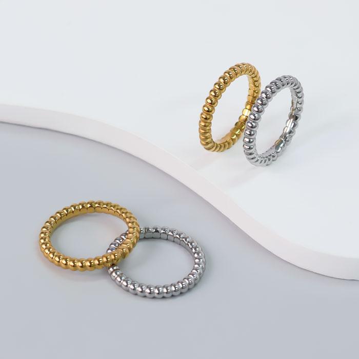 リング 指輪 3mm ボール カット ボール指輪 ボールリング サージカルステンレス ステンレス 重ねづけ 細め k18コーティング 316L | BLUE LEAF | 01