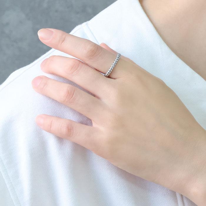 リング 指輪 3mm ボール カット ボール指輪 ボールリング サージカルステンレス ステンレス 重ねづけ 細め k18コーティング 316L | BLUE LEAF | 02
