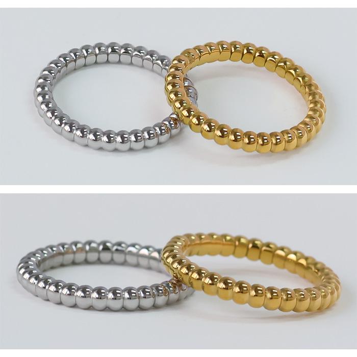 リング 指輪 3mm ボール カット ボール指輪 ボールリング サージカルステンレス ステンレス 重ねづけ 細め k18コーティング 316L | BLUE LEAF | 07