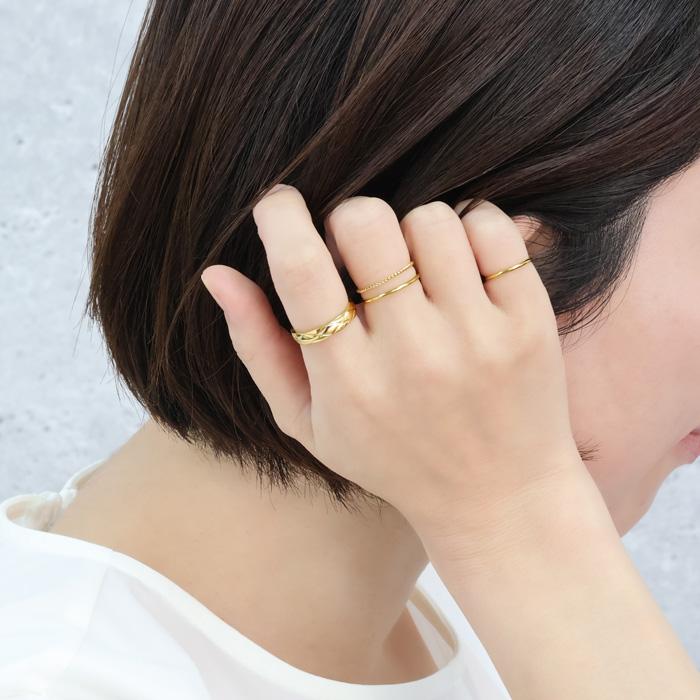 リング 指輪 1mm 極細 華奢リング ステンレスリング 安心素材 大人可愛い ジュエリー 金属アレルギー ピンキーリング ファランジリング | BLUE LEAF | 13