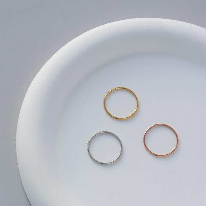 リング 指輪 1mm 極細 華奢リング ステンレスリング 安心素材 大人可愛い ジュエリー 金属アレルギー ピンキーリング ファランジリング | BLUE LEAF | 01