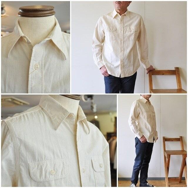 SUGAR CANE シュガーケーン SUGAR ホワイトシャンブレーワークシャツ