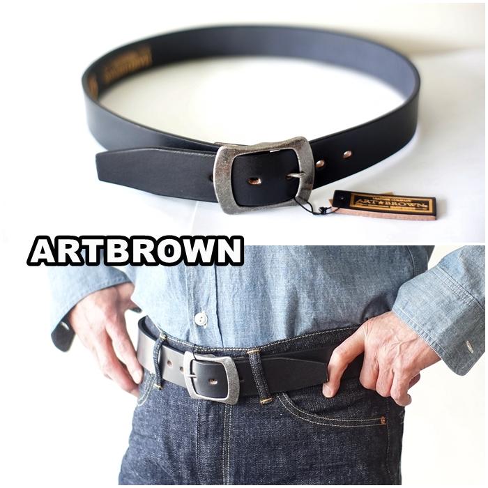 売約済み❗️ARTBROWN(アートブラウン) レザーベルト ART BROWN（アートブラウン） レザーベルト NDB40014AB 本革 40mm幅