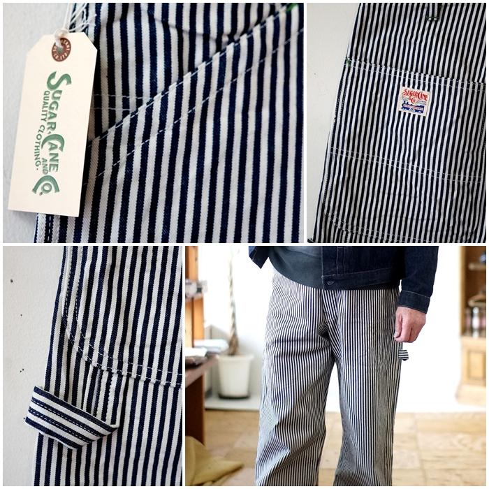 SUGAR CANE 　ヒッコリーストライプ　ペインター　ダブルニー SUGAR CANE シュガーケーン ヒッコリーストライプ ワークパンツ