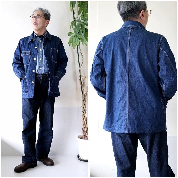 BEAMS.F別注Y.Akamine コットンジャケット カバーオール 44 青 FOB FACTORY（エフオービーファクトリー） デニムチョアジャケット