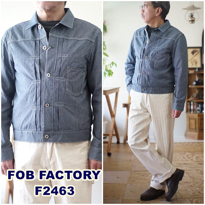 FOB FACTORY エフオービー ヒッコリー　Gジャン 2463 サイズL FOB FACTORY（エフオービーファクトリー） ヒッコリーストライプ G