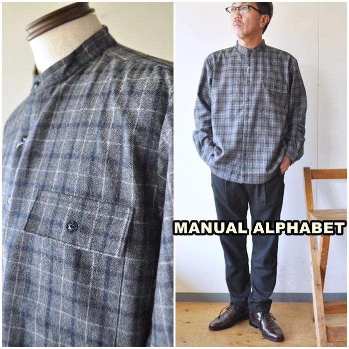 マニュアルアルファベット Loose fit 黒 バンドカラーシャツ MANUAL ALPHABET マニュアルアルファベット 【SALE30%OFF】MA-S