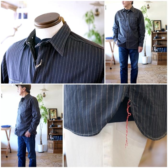 SUGAR CANE SUGARCANE シュガーケーン ブラックウォバッシュシャツ