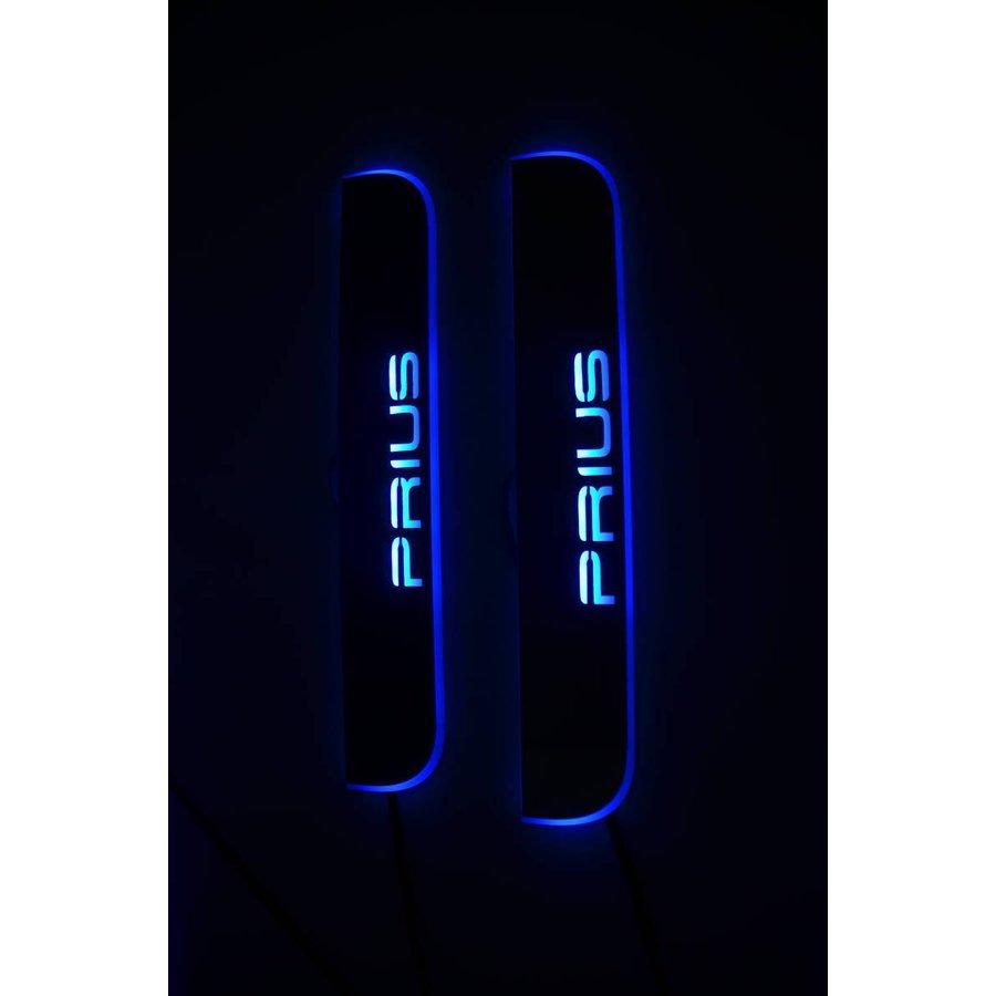 新型50系プリウスステンレスス製LED流れるカッフプレート青発光4点フル 