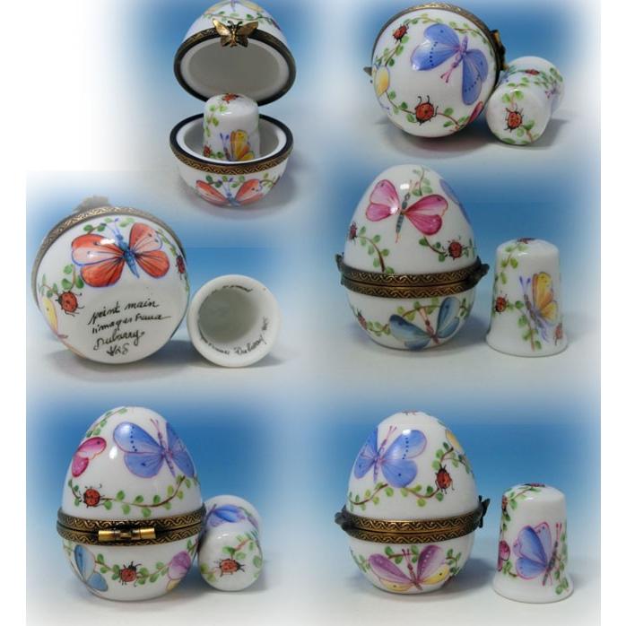 フランス　リモージュ　シンブル＆ボックス 蝶＆てんとう虫 |  | 01