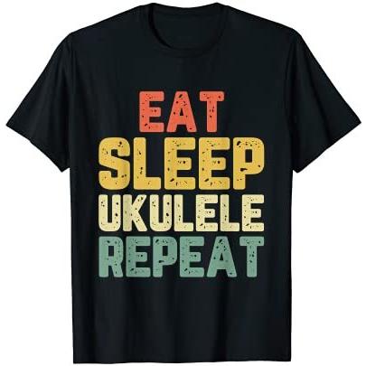 Eat Sleep 海外最新 Ukulele Repeat Player Tシャツ Vintage 最大79％オフ！ ブラック S