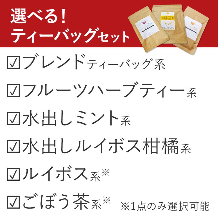 割引価格選べるティーバッグ 2つセット コスパ最強!ブレンドティーバッグ フルーツハーブ から2つ ルイボス 水出しミント ルイボス柑橘 ごぼう茶 ハーブティー ルイボスティー ルイボスゆず 水出し ハーブティー 4g×12包 最高級ルイボス茶葉×国産ゆず果皮 スティックパック 無添加 ノンカフェイン