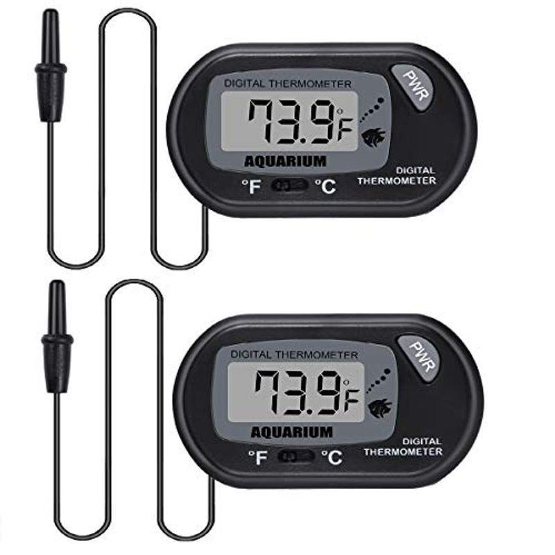 Ueetek Lcd デジタル水温計 水槽 温度計 デジタル 吸盤付 金魚鉢 爬虫類テラリウム 水温管理 2個セット ブラック 美しい