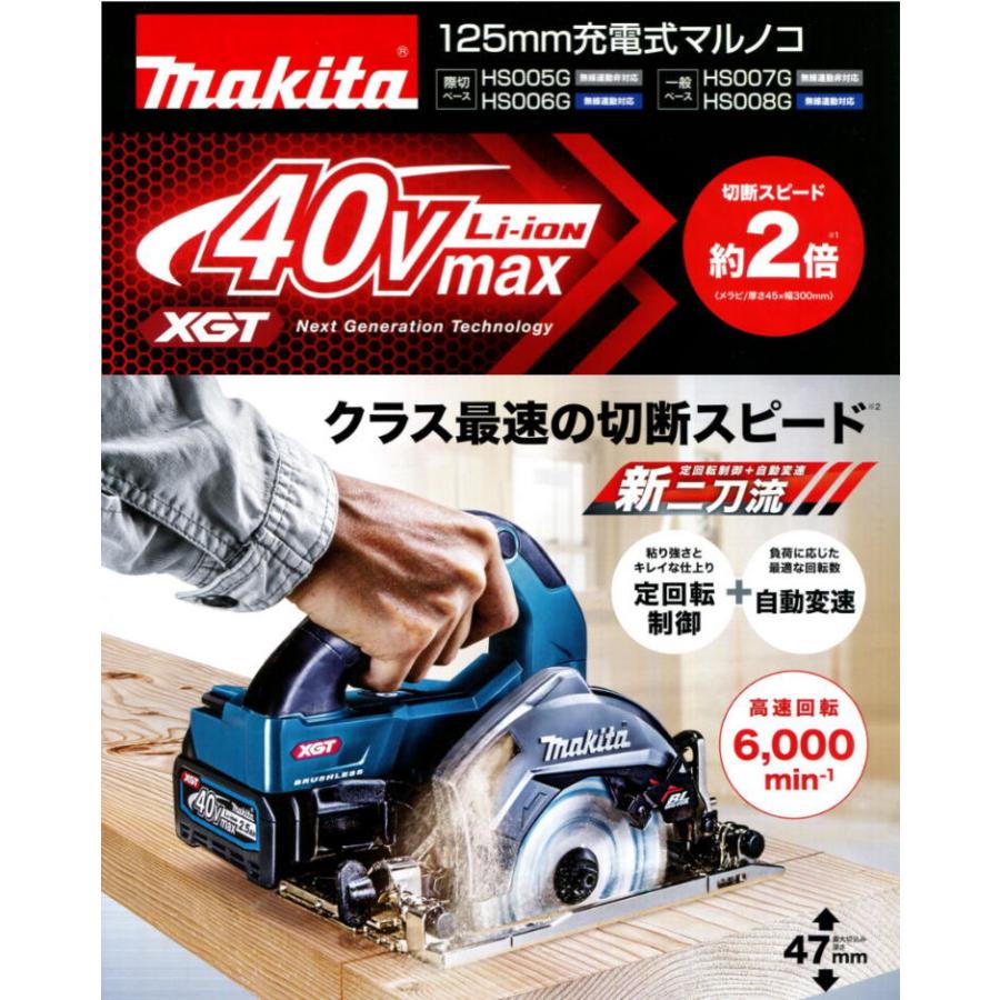【送料込み】 40Vmax(2.5Ah) 125mm 充電式マルノコ  マキタ HS007GRDX【460】｜bluepeter｜03