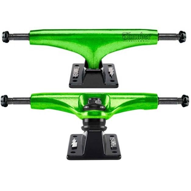 【スケートトラック】THUNDER(サンダー) HOLLOW LIGHTS TRUCK METALIC SCRIPT GREEN/BLACK(2ケセット)【750】｜bluepeter