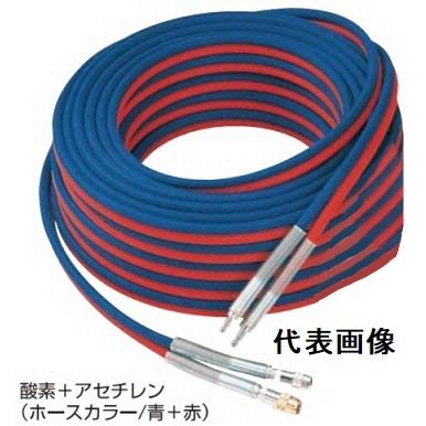 十川ゴム(トガワ) 酸素(OXY)+アセチレン(ACE)用フェザーミニ 5+5 ツインホース ワンタッチカプラ付 長さ10m