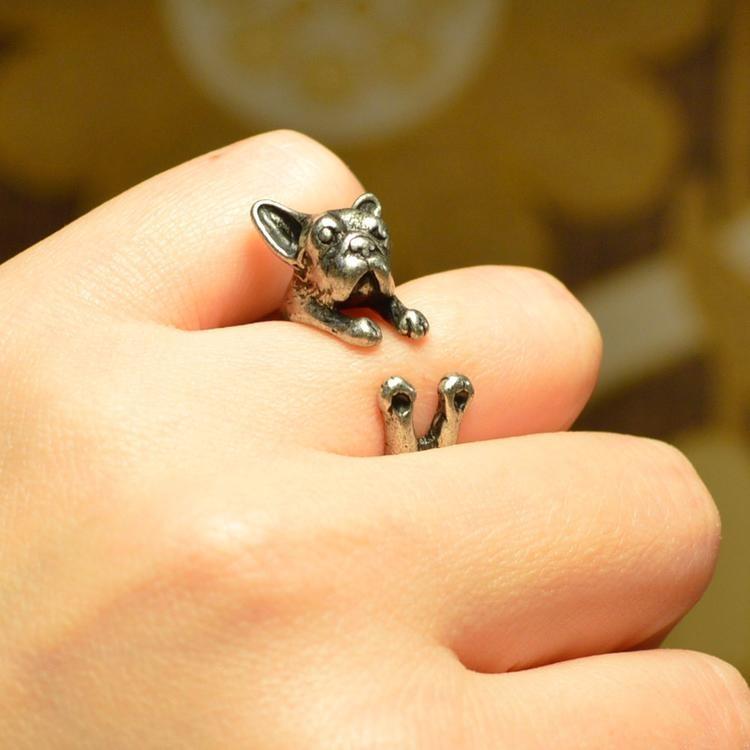 ハンドメイド パグ フレンチブルドッグ 犬シルバーリング指輪 silver925