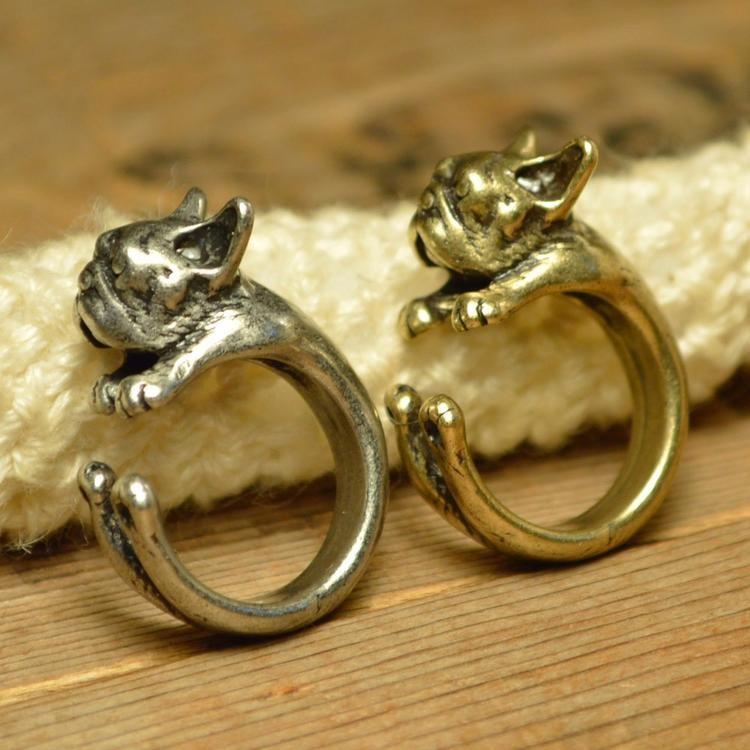 ハンドメイド パグ フレンチブルドッグ 犬シルバーリング指輪 silver925
